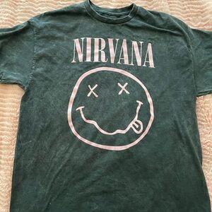 NIRVANA Black Tee with White Smiley Design